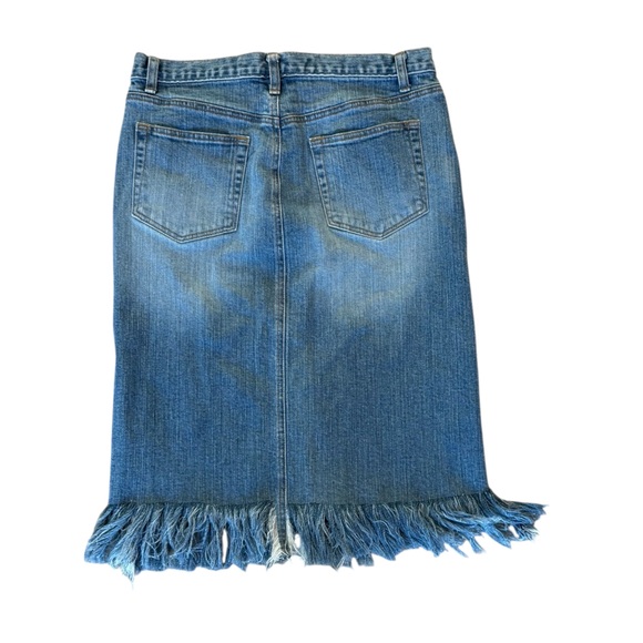 GAP Blue Denim Midi Skirt with Fringe Hem - Picture 2 of 2